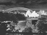 Harbour Bridge and Opera House seen from the Domain